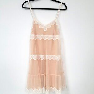 Victoria’s Secret Peachy Double Layered Sheer Lace Chemise Nighty Lingerie